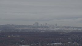 4K aerial stock footage flying by Downtown and Merrill Field, Downtown Anchorage, Alaska Aerial Stock Footage | AK0001_0340