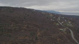 4K aerial stock footage approaching an upscale residential neighborhood in the foothills, Anchorage, Alaska Aerial Stock Footage | AK0001_0344