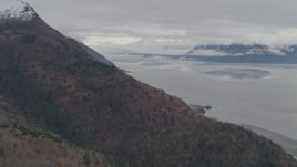 4K aerial stock footage over Chugach Mountain slope, approach Turnagain Arm of the Cook Inlet, Alaska Aerial Stock Footage | AK0001_0349