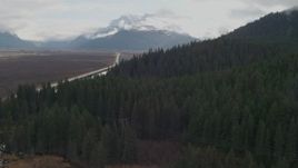 4K aerial stock footage approaching wooded foothills, Kenai Mountains, Alaska Aerial Stock Footage | AK0001_0379