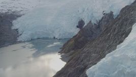 4K aerial stock footage ascending edge of the glacier, Blackstone Bay, Alaska Aerial Stock Footage | AK0001_0479