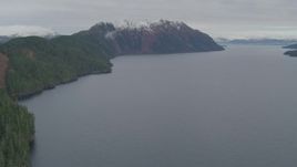 4K aerial stock footage flying over the bay, pan left approaching the shoreline, Blackstone Bay, Alaska Aerial Stock Footage | AK0001_0492