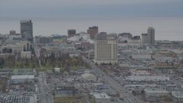 4K aerial stock footage ascend from Merrill Field, approaching Downtown Anchorage, Alaska Aerial Stock Footage | AK0001_0674
