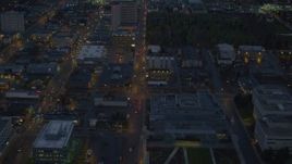 4K aerial stock footage West 6th Ave, Sheraton Anchorage Hotel and Spa, Downtown Anchorage, Alaska, night Aerial Stock Footage | AK0001_0737