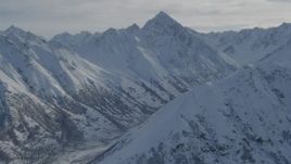 4K aerial stock footage approach snowy Chugach Mountains, Alaska Aerial Stock Footage | AK0001_0798