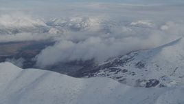 4K aerial stock footage Matanuska River Valley, Talkeetna Mountains, snowy Chugach Mountains, Alaska Aerial Stock Footage | AK0001_0818