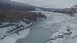 4K aerial stock footage following the Matanuska River Valley, Alaska Aerial Stock Footage | AK0001_0858