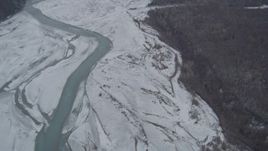 4K aerial stock footage flying over the snow-covered Matanuska River Valley, Alaska Aerial Stock Footage | AK0001_0866