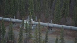 4K aerial stock footage orbiting station along pipeline, during winter, Trans-Alaska Pipeline, Alaska Aerial Stock Footage | AK0001_0979