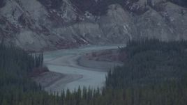 4K aerial stock footage the Tazlina River winding past forest, Alaska Aerial Stock Footage | AK0001_1026