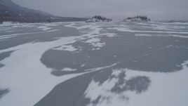 4K aerial stock footage flying over the snow covered Knik River Valley, Alaska Aerial Stock Footage | AK0001_1255
