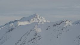 4K aerial stock footage the snowy Chugach Mountains, Alaska Aerial Stock Footage | AK0001_1370