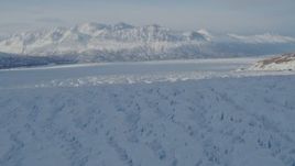 4K aerial stock footage the snow covered Knik Glacier and Chugach Mountains, Alaska Aerial Stock Footage | AK0001_1405