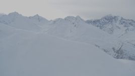 4K aerial stock footage snow capped peaks in the Chugach Mountains, Alaska Aerial Stock Footage | AK0001_1488