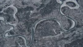 4K aerial stock footage pan along Eagle River revealing snowy neighborhoods at end of valley, Alaska Aerial Stock Footage | AK0001_1505