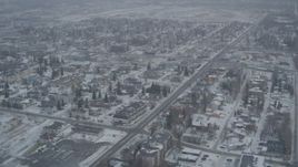 4K aerial stock footage snow covered apartment buildings in winter, Anchorage, Alaska Aerial Stock Footage | AK0001_1528