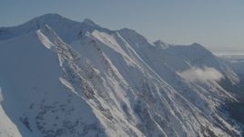 4K aerial stock footage approaching snowy ranges in the Chugach Mountains, Alaska Aerial Stock Footage | AK0001_1747