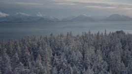 4K aerial stock footage the snow covered Chugach Mountains across Port Wells, Alaska Aerial Stock Footage | AK0001_1843