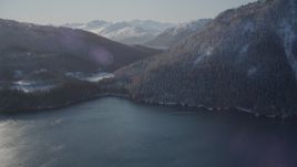 4K aerial stock footage snowy mountains between Pigot Bay and Passage Canal, Alaska Aerial Stock Footage | AK0001_1897