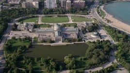 4.8K aerial stock footage Orbiting the Museum of Science and Industry, Hyde Park, Chicago, Illinois Aerial Stock Footage | AX0001_009