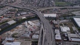 4.8K aerial stock footage tilting from Interstate 90 and 94 near an interchange, West Chicago, Illinois Aerial Stock Footage | AX0001_074