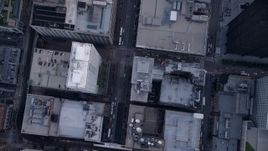 4.8K aerial stock footage of Bird's eye view of N State Street through Downtown Chicago, Illinois Aerial Stock Footage | AX0001_138