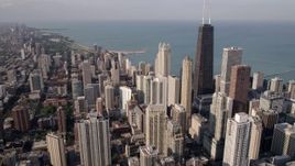 4.8K aerial stock footage John Hancock Center and Downtown Chicago skyscrapers, Illinois Aerial Stock Footage | AX0002_011