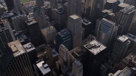 4.8K aerial stock footage approach Willis Tower, and tilt down to Downtown Chicago skyscrapers, Illinois Aerial Stock Footage | AX0002_029