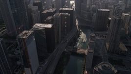 4.8K aerial stock footage of following the Chicago River through Downtown Chicago, Illinois Aerial Stock Footage | AX0002_053