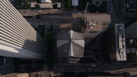 4.8K aerial stock footage tilt to a bird's eye view of Two Prudential Plaza in Downtown Chicago, Illinois Aerial Stock Footage | AX0002_079