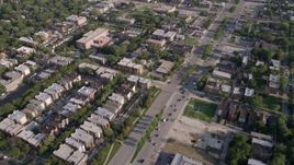 4.8K aerial stock footage of flying over urban neighborhood and S Stony Island Avenue, South Chicago, Illinois Aerial Stock Footage | AX0002_098