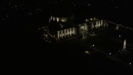 5K aerial stock footage orbiting around Griffith Observatory at night, California Aerial Stock Footage | AX0004_016E