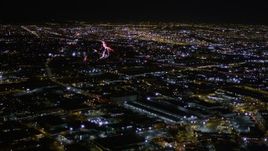 5K aerial stock footage fly over the south side of Downtown Los Angeles at night, California Aerial Stock Footage | AX0004_024