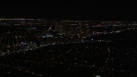 5K aerial stock footage of Century City high-rises at night in California Aerial Stock Footage | AX0004_085