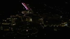 5K aerial stock footage orbit the J. Paul Getty Museum at night in Brentwood, California Aerial Stock Footage | AX0004_096E