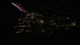 5K aerial stock footage tilt and reveal the J. Paul Getty Museum at night in Brentwood, California Aerial Stock Footage | AX0004_099E