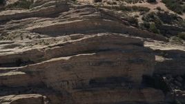 5K aerial stock footage approach Vasquez Rocks Park formations in the Mojave Desert, California Aerial Stock Footage | AX0005_040