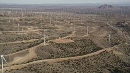 5K aerial stock footage of a large desert wind farm in Antelope Valley, California Aerial Stock Footage | AX0006_027