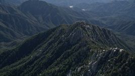 5K aerial stock footage of rugged green peak in the San Gabriel Mountains, California Aerial Stock Footage | AX0009_035