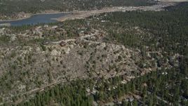 5K aerial stock footage of hilltop homes at small town of Big Bear Lake, California Aerial Stock Footage | AX0009_141