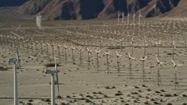 5K aerial stock footage of desert wind farm, San Gorgonio Pass Wind Farm, California Aerial Stock Footage | AX0013_008