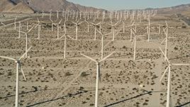 5K aerial stock footage of desert wind farm, San Gorgonio Pass Wind Farm, California Aerial Stock Footage | AX0013_009