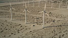 5K aerial stock footage of desert wind farm, San Gorgonio Pass Wind Farm, California Aerial Stock Footage | AX0013_011