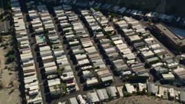 5K aerial stock footage of a bird's eye of a mobile home park, Cathedral City, California Aerial Stock Footage | AX0013_059