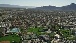 5K aerial stock footage approach residential neighborhoods, Palm Desert, California Aerial Stock Footage | AX0013_071