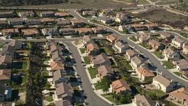 5K aerial stock footage approach residential neighborhood and tract homes, Temecula, California Aerial Stock Footage | AX0014_036