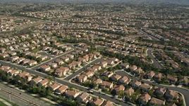 5K aerial stock footage of flying over residential neighborhoods, Temecula, California Aerial Stock Footage | AX0014_053