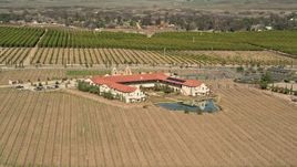 5K aerial stock footage of orbiting Ponte Vineyard Inn, Temecula, California Aerial Stock Footage | AX0014_060