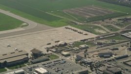 5K aerial stock footage of aircraft parked at Los Alamitos Army Airfield, California Aerial Stock Footage | AX0016_100