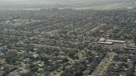 5K aerial stock footage fly by residential neighborhoods in Long Beach, California Aerial Stock Footage | AX0016_107
